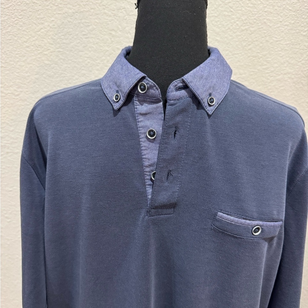 Johnston & Murphy Slate Casual Button Down Shirt with Textured Heathered Finish